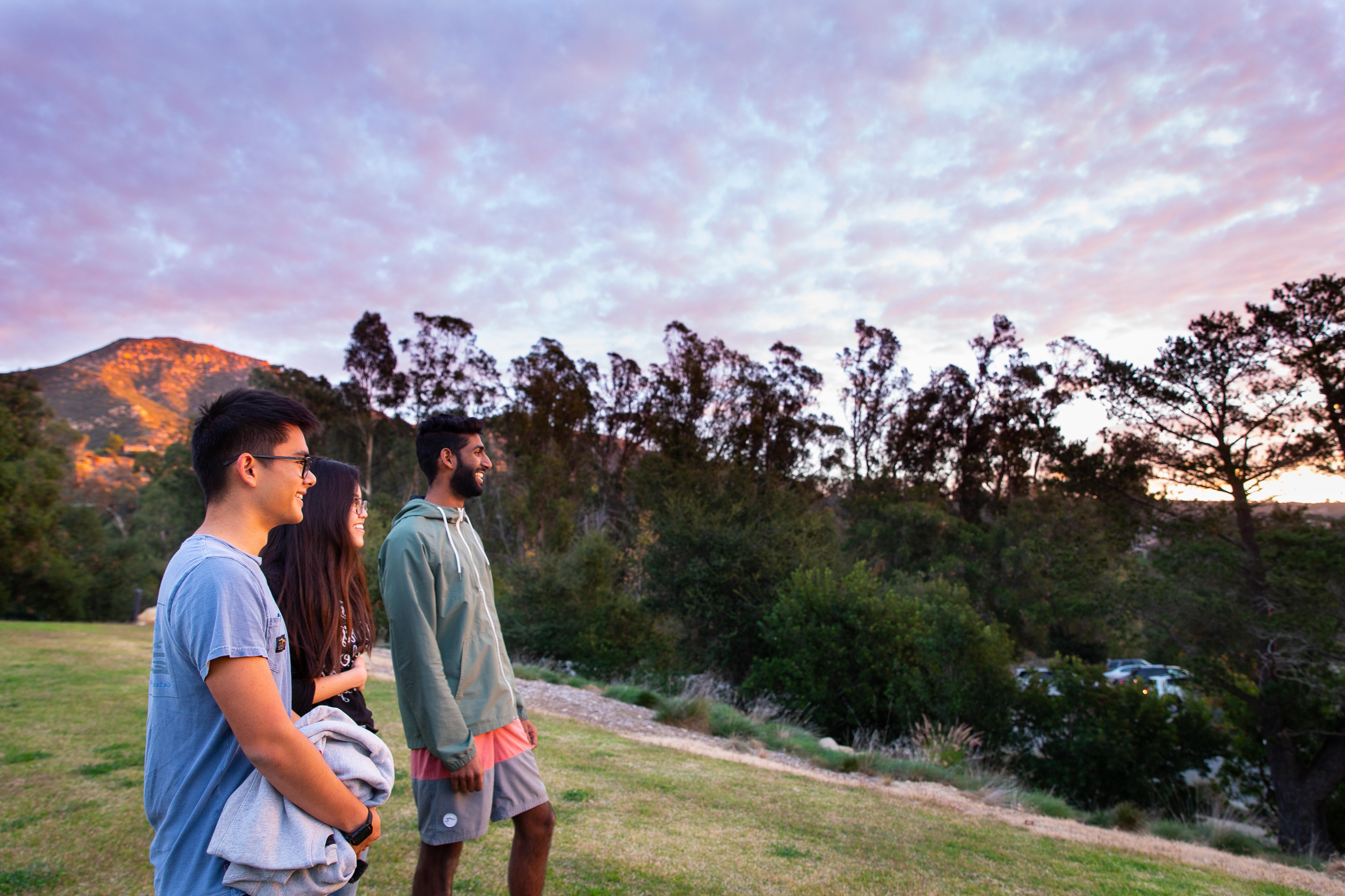 students looking off into the sunset